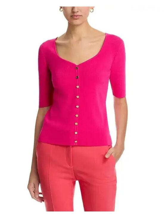 Elie Tahari Sweaters - 175$ Elie Tahari Jessica Sweetheart Sweater Women's Size M Luxury Pink